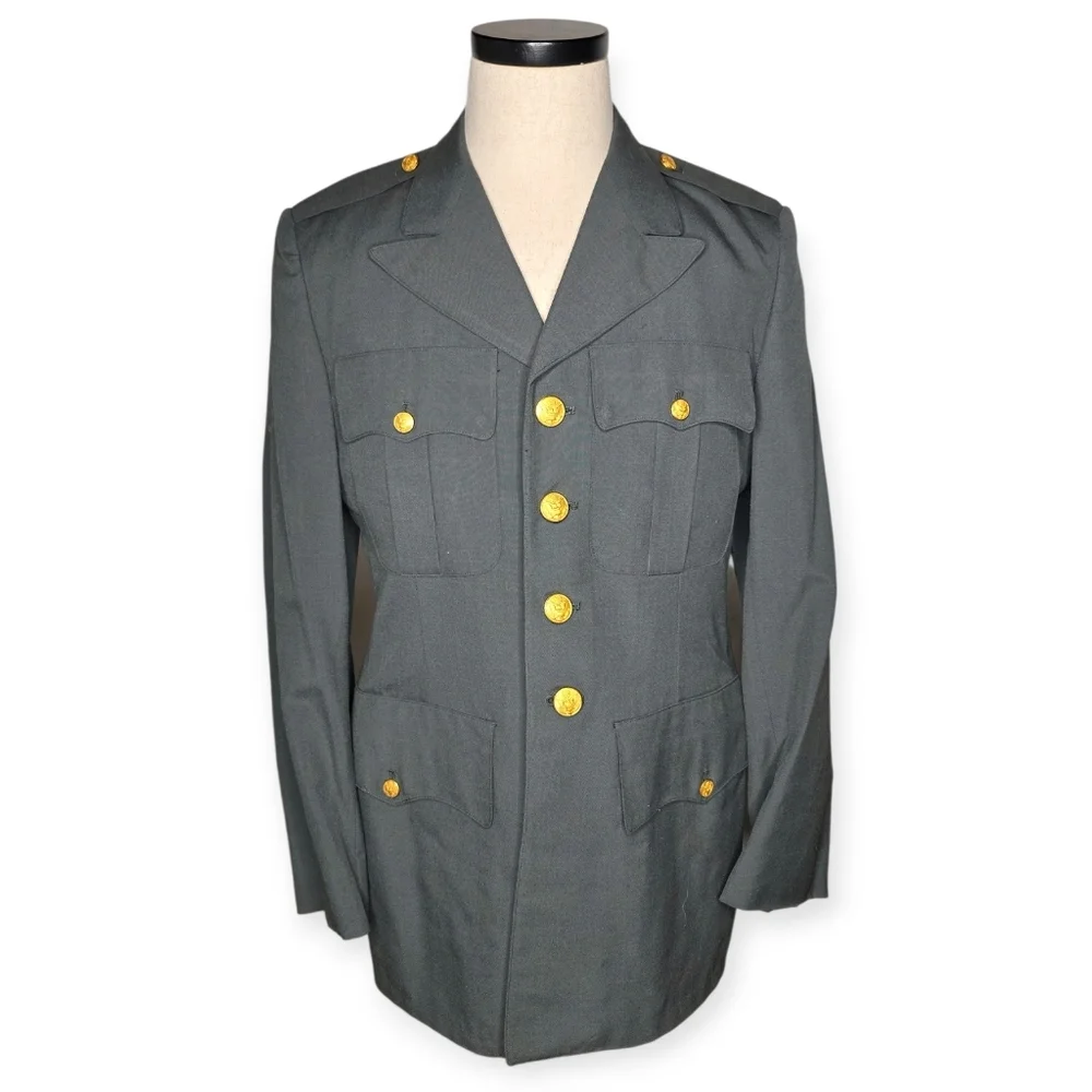 Vintage U.S. Army Dress Uniform Set Green Wool Poly Jacket 38R Pants 30x32 - Picture 2 of 15